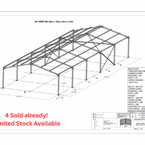 4 Sold already! Limited Stock Available DIY: BRAND NEW STEEL STRUCTURE (10X30X3.3M)